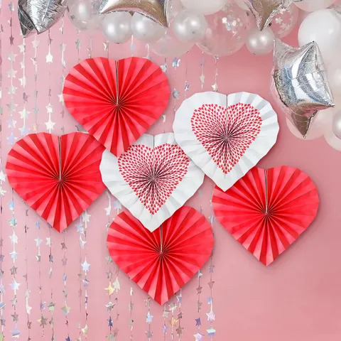 Set di Decorazioni con Ventagli di Carta a Cuore per Festa di Matrimonio Fiori di Carta Sospesi