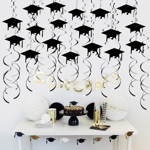 2026 Graduation Season Spiral Hanging Ornaments Graduation Hat Ceiling Decor Party Supplies