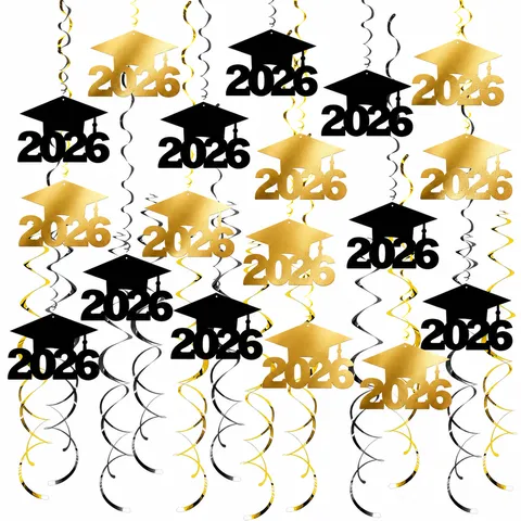 2026 Graduation Season Spiral Hanging Ornaments Graduation Hat Ceiling Decor Party Supplies