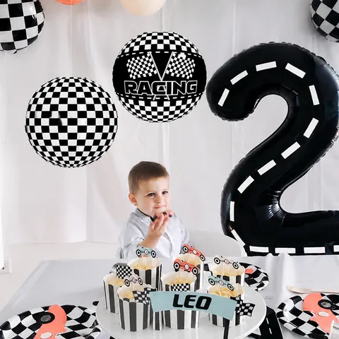 Racing Theme Paper Lantern Black and White Checkerboard Hanging Lantern Decoration for Kids Birthday Party Event Decor