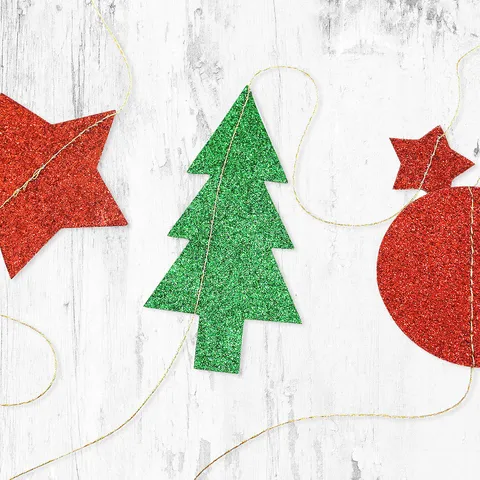 Christmas Party Hanging Decorations Glitter Paper Star Christmas Tree Garland Pendant Festival Holiday Home Decor
