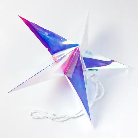 Ornement Suspendu en Étoile à Cinq Branches Irisée Étoile Holographique Hologramme pour Noël Mariage Fête Nouvel An Anniversaire Accessoires Photo Décoration