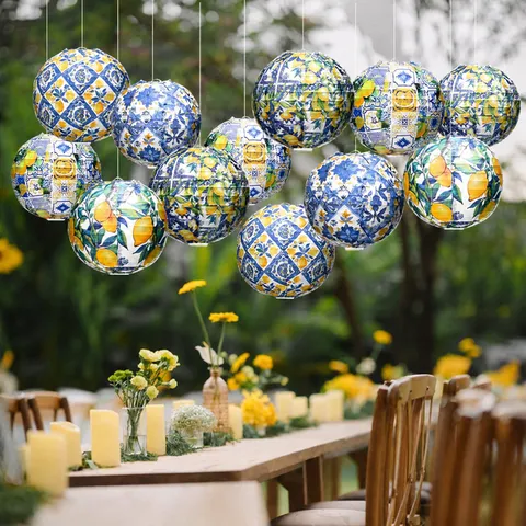 Lemon Paper Lanterns Hanging Decorative Paper Lantern Set For Kids Birthday Wedding Party Home Decor Party Supplies