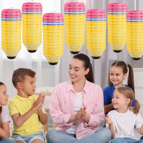 Back To School Pencil Paper Lantern Hanging Decorations Classroom Decor Cute Cartoon Paper Lanterns Party Supplies