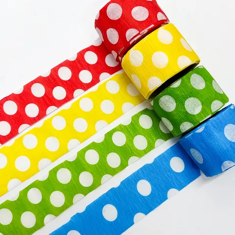 Rouleau de Serpentins en Papier Crêpé à Pois Colorés Fournitures de Fête Fond de Fenêtre Décoration de Mariage Anniversaire