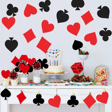Casino Poker Thema Party Dekorationen Papierschnitte Mit Klebepunkten Kinder Geburtstag Pinnwand Wanddeko Zubehör