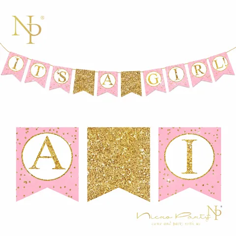 Decorazioni per Banner per Festa di Rivelazione di Genere Oh Baby Boy o Girl Ghirlanda di Carta Cartello Sospeso Accessori per Foto