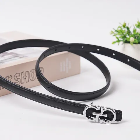 Women's Genuine Leather Belt Skinny Slim Waist Belt With Alloy Smooth Buckle Casual Dress Jeans Belt For Ladies