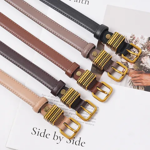 Women Genuine Leather Belt Casual Versatile Metal Pin Buckle Skinny Waist Belt For Jeans Fashion Ladies Waistband