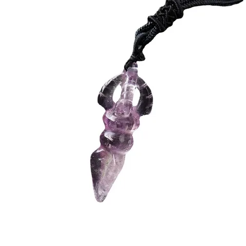 Natural Crystal Vajra Pestle Pendant Necklace Amethyst Clear Quartz Aventurine Hand Carved Religious Jewelry Unisex Amulet Gift