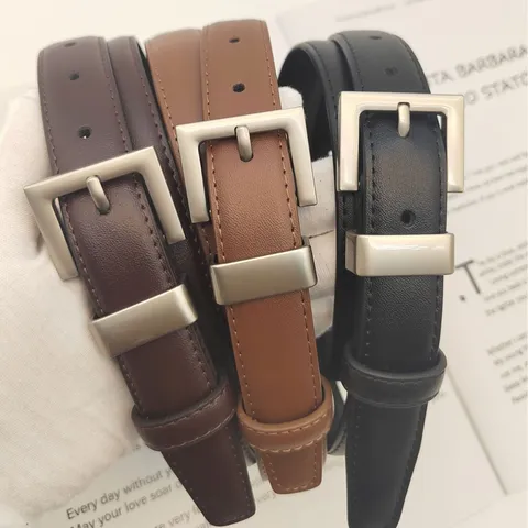 Γυναικείο Ζώνη από Γνήσιο Δέρμα Casual Minimalist Business Ζώνη Μέσης Με Τετραγωνική Αγκράφα Κράματος Για Τζιν Κοστούμια