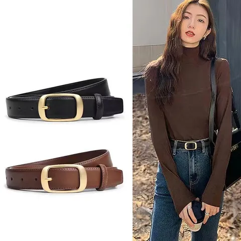 Γυναικείο Γνήσιο Δερμάτινο Ζωνάρι Minimalist Casual Jeans Ζώνη Με Αγκράφα από Κράμα Μονόχρωμο Fashion Taillengürtel Για Γυναίκες