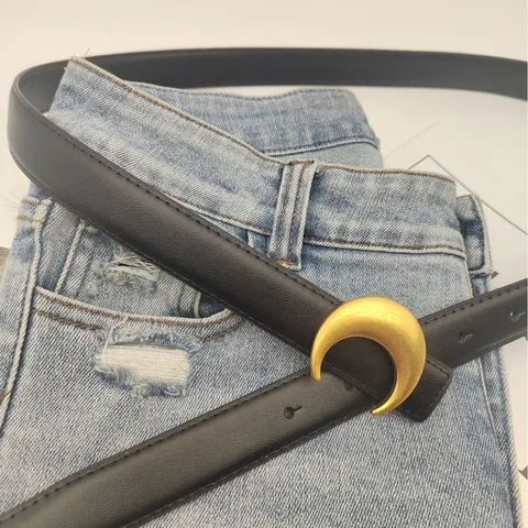 Γυναικείο Γνήσιο Δερμάτινο Ζώνη Ευέλικτο Casual Τζιν Φόρεμα Ζώνη Μεταλλική Αγκράφα Φεγγαριού Αξεσουάρ Μόδας