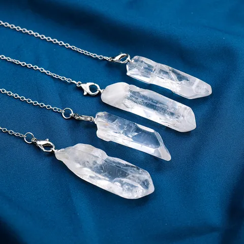 Pendolo per Divinazione in Cristallo Bianco Ciondolo a Punta Monocristallo Con Catena in Metallo per Gioielli Fai-da-te Decorazione Casa