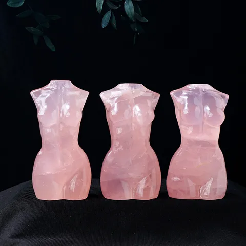 Sculpture d'Art Corporel en Quartz Rose Naturel Torse Féminin Figurine de Femme Nue en Cristal Rose Décoration de Maison Ornement Cadeau