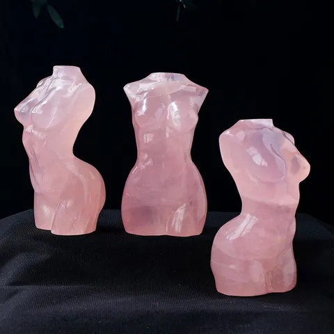 Sculpture d'Art Corporel en Quartz Rose Naturel Torse Féminin Figurine de Femme Nue en Cristal Rose Décoration de Maison Ornement Cadeau