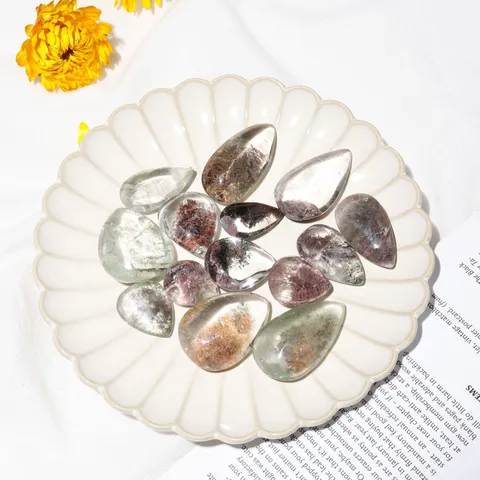 Espécimen de Piedra Preciosa de Cristal de Cuarzo Fantasma Natural Colgante de Gota de Agua Cuarzo Fantasma Multicolor para Creación de Joyas Hogar