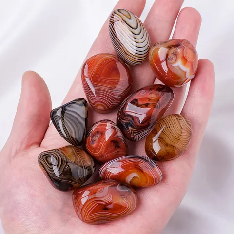 Natural Striped Agate Tumble Stones Polished Decorative Pebbles Mixed Colors Crystals For Fish Tank Vase Filler Home Decor