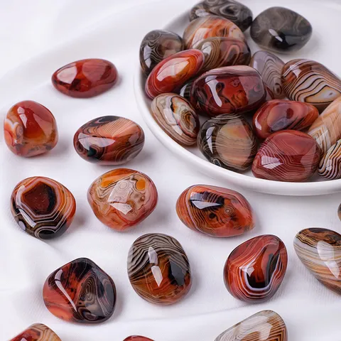 Natural Striped Agate Tumble Stones Polished Decorative Pebbles Mixed Colors Crystals For Fish Tank Vase Filler Home Decor