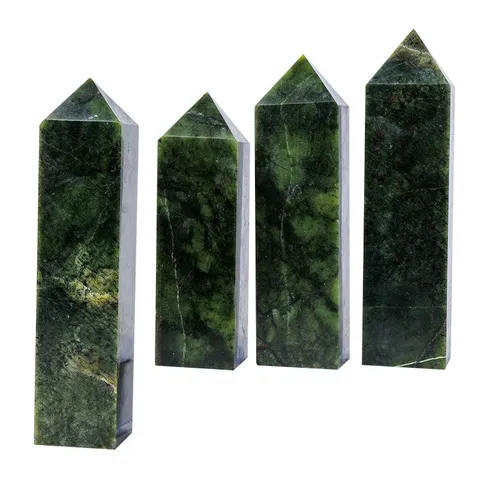 Natural Xiuyan Jade Crystal Point Pillar Home Office Desk Ornament Polished Raw Stone Energy Healing Quartz Crystal Tower Decoration