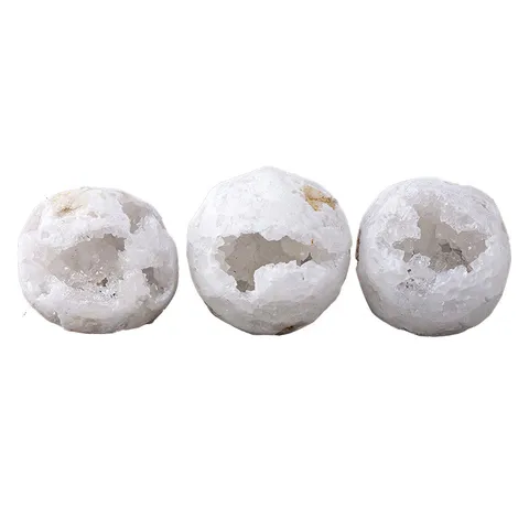 Natürlicher Weißer Achat Geode Kristallkugel Ornament Bergkristall Cluster Füllhorn Kugel Figur Für Haus Büro Tisch Deko