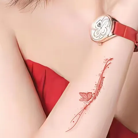 Adesivi per Tatuaggi a Trasferimento d'Acqua Farfalla Lettere Inglesi Tatuaggio Temporaneo Impermeabile Decalcomanie per il Corpo Donna Uomo