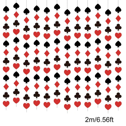 Casino Theme Party Poker Card Garland Banner Spades Hearts Diamonds Clubs Hanging Decorations For Adult Birthday Party
