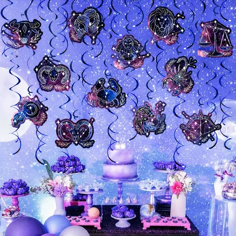 Zodiac Spirale Décorations Suspendues Thème Ciel Étoilé Guirlandes Tourbillonnantes Pour Fête Anniversaire Enfants Déco Chambre