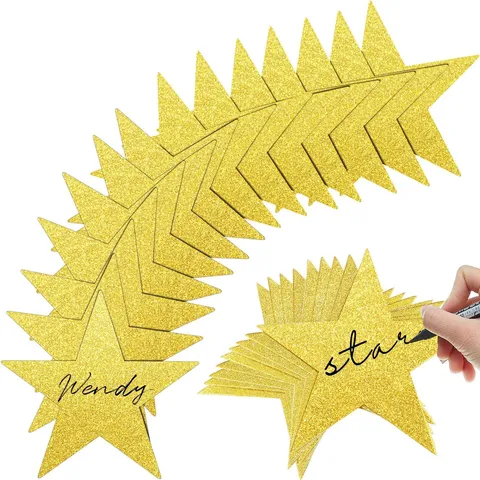 Five-Pointed Star Paper Hanging Ornaments Glitter Gold Silver Laser Classroom Wall Decor Party Supplies