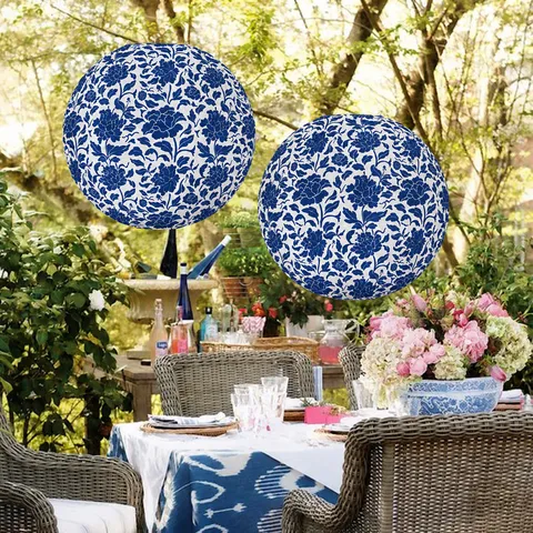 Chinese Style Blue and White Porcelain Paper Lantern Hanging Decoration For Wedding Birthday Party Classroom Corridor Decor