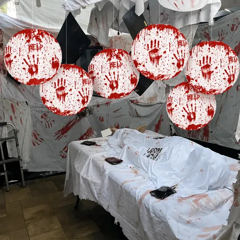 Halloween Paper Lanterns Red Handprint Raven Skull Hanging Lantern Decorations American Style Party Supplies