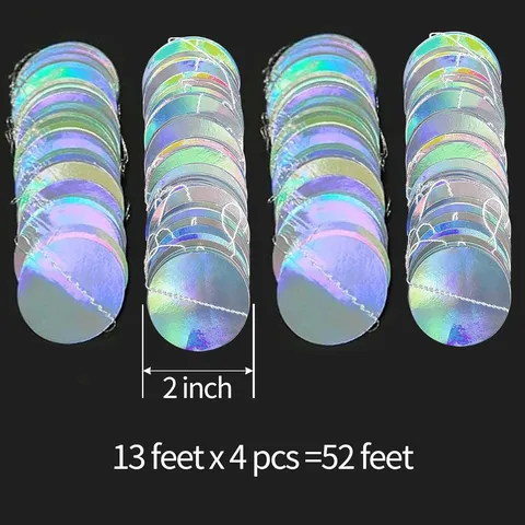 Laser Circular Paper Strip Garland Holographic Streamers Hanging Banner For Baby Shower Wedding Party Birthday Disco Decor