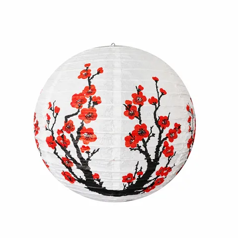 Lanterne en Papier Fleur de Cerisier Japonaise Décoration Suspendue Lanterne Ronde Fleur de Prunier Pour Maison Restaurant Mariage Fête Décor