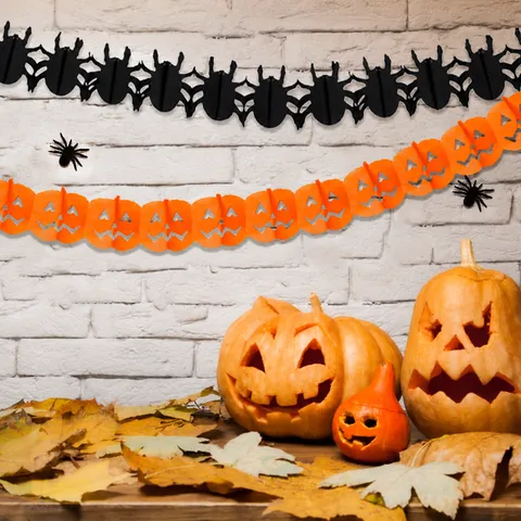 Halloween Papier Girlande Kürbis Spanne Hängendes Banner Halloween Party Dekorationen Bar Szene Layout Requisiten Feiertagsbedarf