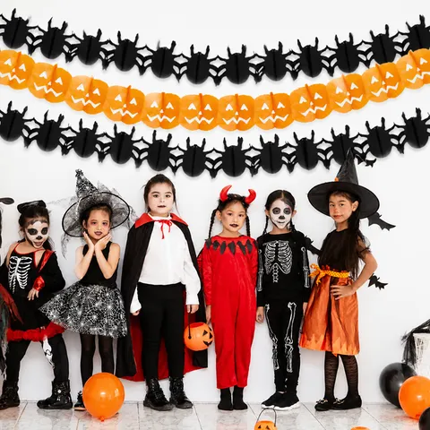 Halloween Papier Girlande Kürbis Spanne Hängendes Banner Halloween Party Dekorationen Bar Szene Layout Requisiten Feiertagsbedarf