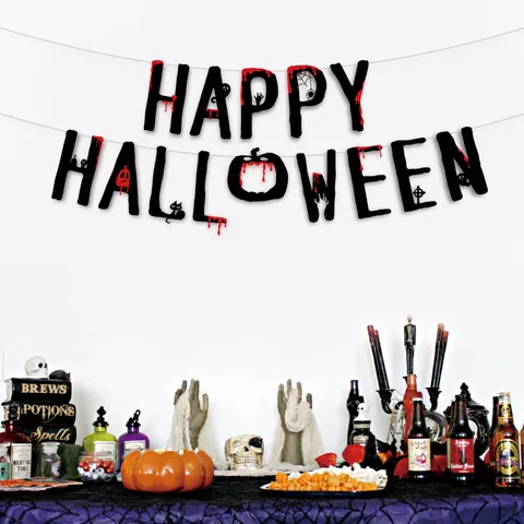 Halloween Party Decoration Banner Happy Halloween Letter Garland Hanging Ornament Paper Party Supplies Home Decor