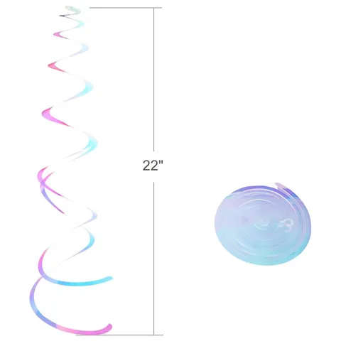 Iridescent Laser PVC Double Spiral Hanging Ornaments Colorful Streamers For Party Ceiling Decoration Supplies