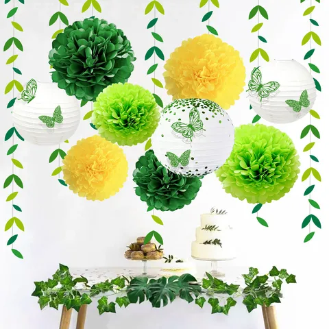 Ins Style Paper Flower Lanterns Set Spring Theme Kids Birthday Wedding Party Decoration Hanging Ornaments