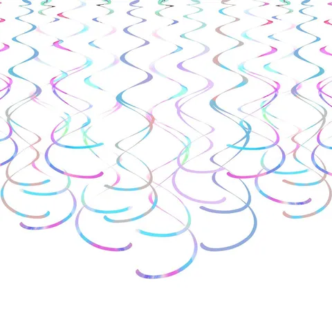 Iridescent Laser PVC Double Spiral Hanging Ornaments Colorful Streamers For Party Ceiling Decoration Supplies
