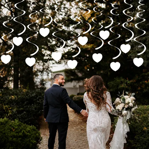 Blanco Plástico Papel Corazón Espiral Colgante Decoraciones Para Cumpleaños Boda Fiesta Forma Corazón Serpentinas Techo