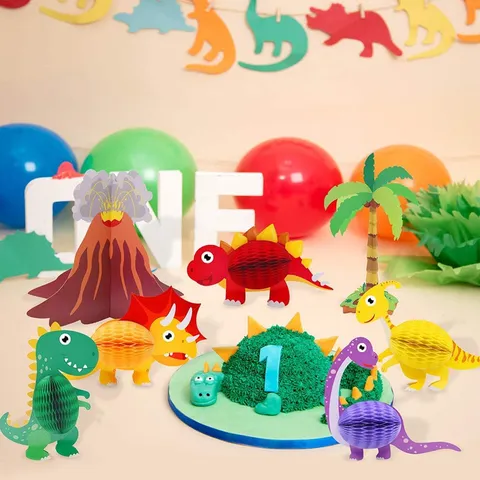 Dinosaur Honeycomb Centerpieces Cartoon Animal Paper Balls Ornaments For Kids Birthday Party Decoration Supplies