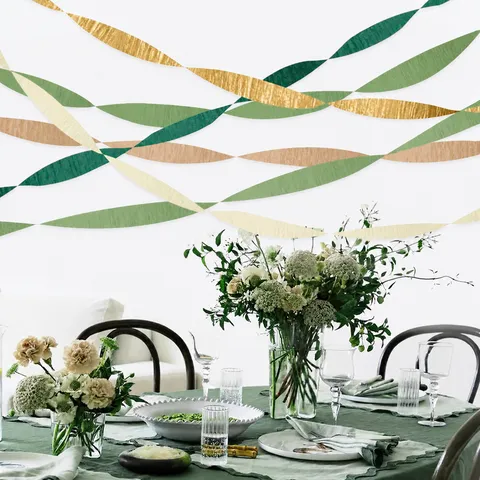Serpentins en Papier Crêpe Vert Sauge Rouleaux de Papier Suspendus Vert Olive Pour Décoration de Fête de Mariage