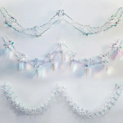 Iridescent Film Garland Rainbow Dazzling Hanging Ornament For Christmas Party Wedding Birthday Holiday Decoration Supplies
