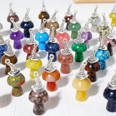 Natuurlijke Kristal Agaat Tovenaarshoed Paddestoel Hanger Halfedelsteen Kwarts Mineraal Hanger Voor Ketting Sieraden