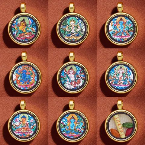 Tibetischer Stil Handgewebtes Buntes Handseil Fünf Reichtumsgötter Thangka Anhänger Armband Ethno Glück Segen Schmuck