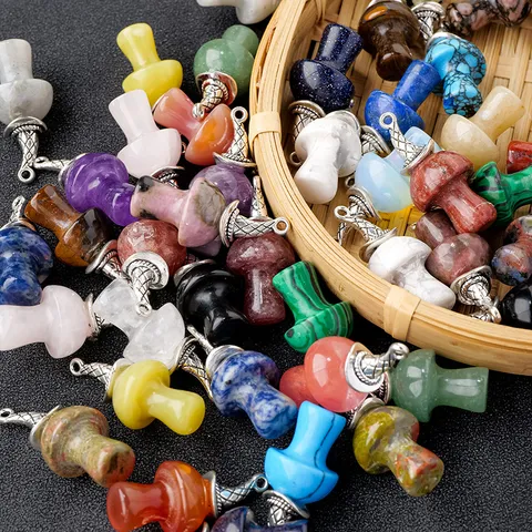 Natuurlijke Kristal Agaat Tovenaarshoed Paddestoel Hanger Halfedelsteen Kwarts Mineraal Hanger Voor Ketting Sieraden