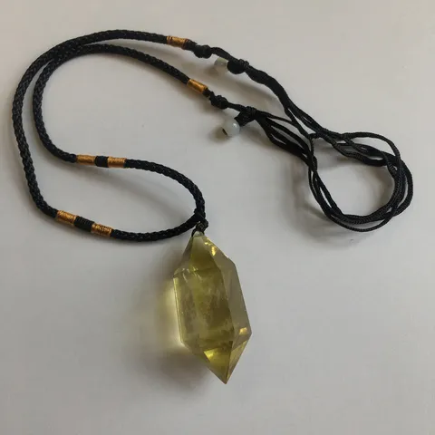 Natural Citrine Double Pointed Pendant Necklace Polished Hexagonal Crystal Column Raw Stone Jewelry Healing Stone Necklace For Women Men