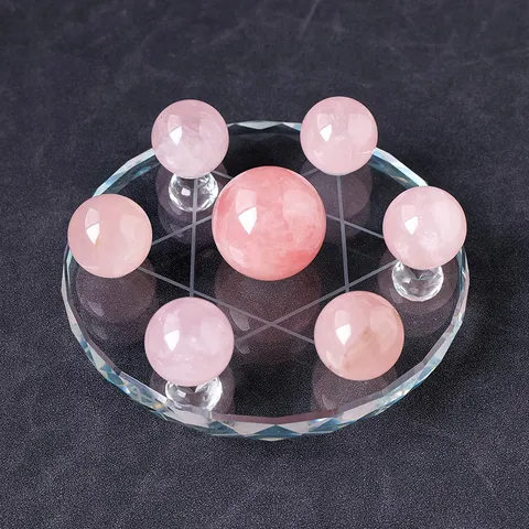Natürliche Obsidian Kristallkugel Sieben Sterne Array Feng Shui Ornament Geometrische Kugel Dekor Mit Glas Basis Für Büro Home Desktop Dekoration