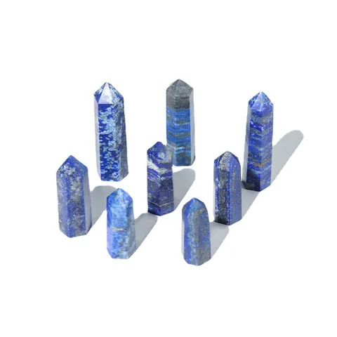 Natural Lapis Lazuli Crystal Pillar Hexagonal Obelisk Point Single Point Wand Polished Healing Stone Home Decor Ornament