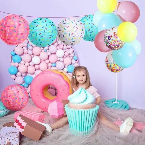Colorful Donut Theme Round Hanging Paper Lantern Children Birthday Party Decoration Ice Cream Style Paper Lanterns